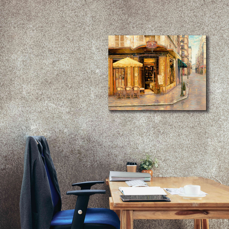 «Red House Café» par Haixia Liu, art mural sur toile, H 26 po x l 34 po x P 1,5 po