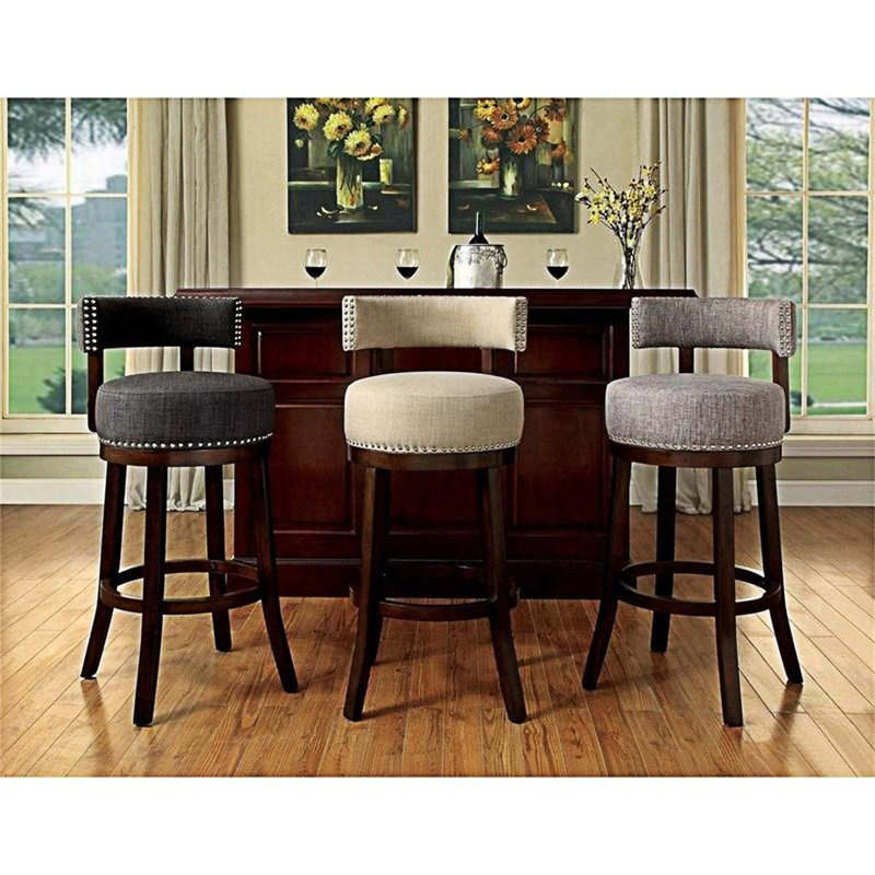 Bar Chairs Set Of 2, Counter Stool (24" Seat Height), Beige