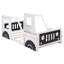 Lit plateforme simple en forme de voiture simple avec roulettes lisses pour un déplacement facile, blanc-116380467