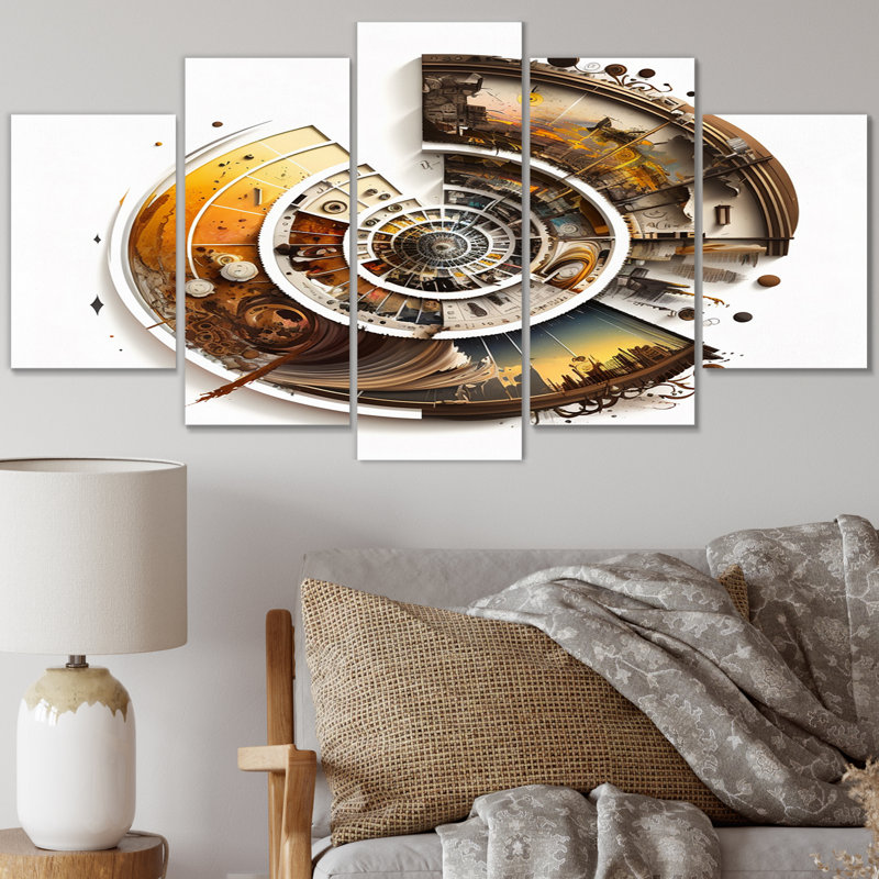 Caclulation The Universe Vintage Spiral Art V - Décoration murale spirales abstraites - 5 panneaux