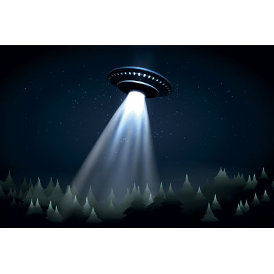 Flying UFO by Vectortatu - Wrapped Canvas Print