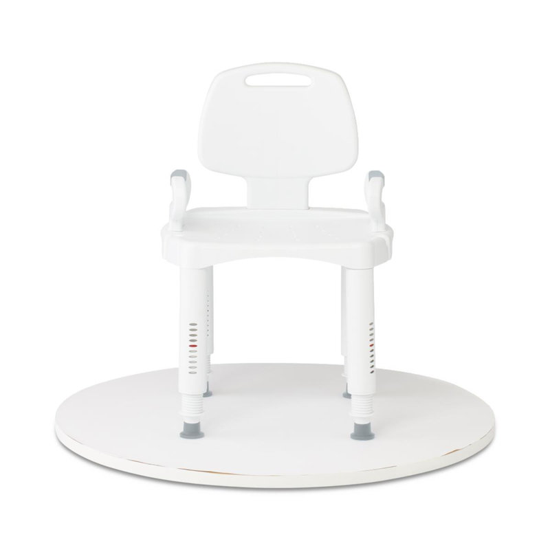 Shower Chair With Backrest And Arms, Adjustable Legs, White Plastic