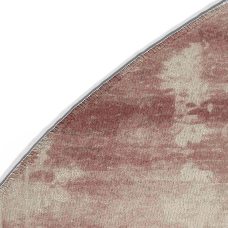 Overdyed Beige Indoor and Outdoor Area Rug, Round 5'