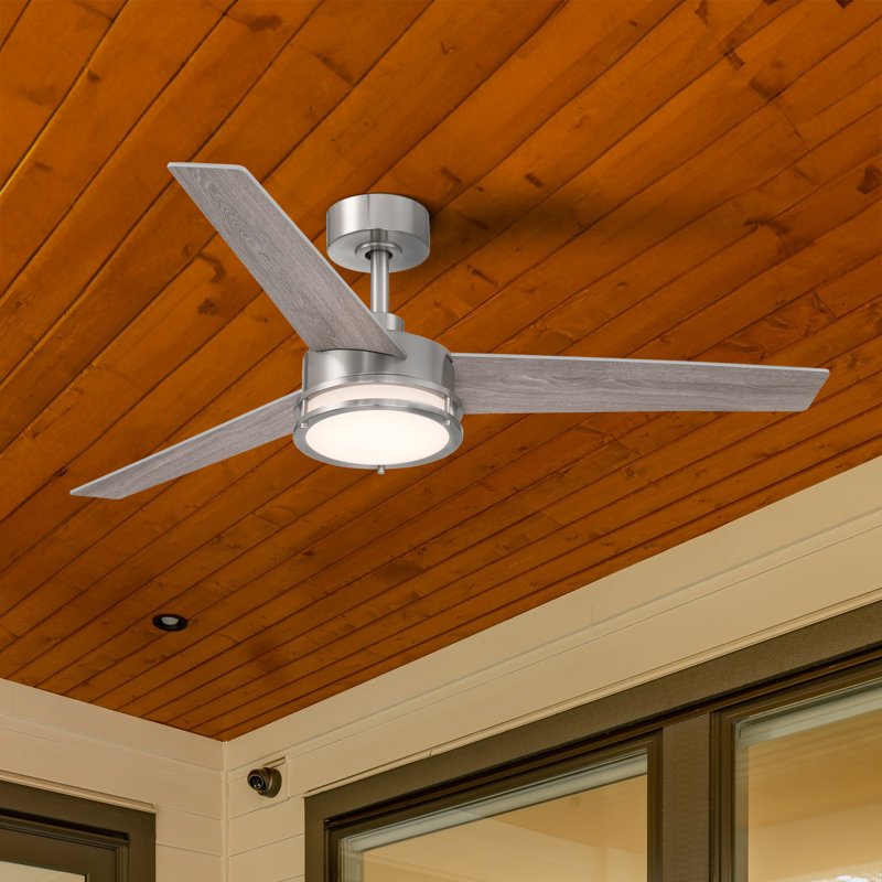 Pura 52'' Ceiling Fan with LED Lights, Silver/Gray
