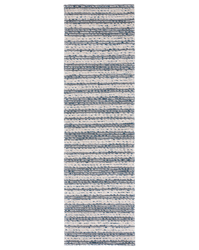 Aon Striped Handwoven Gray/Ivory Area Rug, Runner 2'3" x 8'