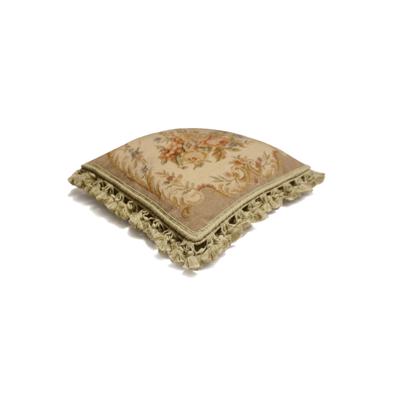 Needlepoint Wool Square Pillow Cover & Insert, Brown Floral, Square 16"