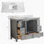 Meuble-lavabo autoportant entièrement assemblé avec plusieurs ensembles de poignées, offrant polyvalence et commodité pour votre décor de salle de bain