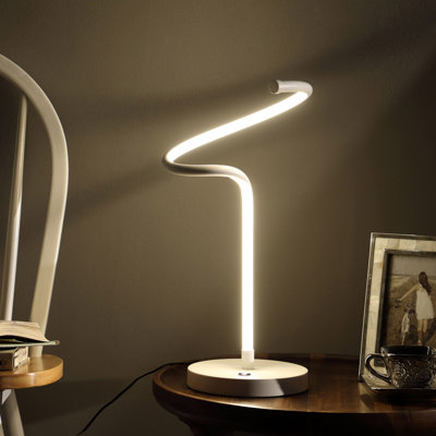 Lampe de table à DEL en forme de tube spiralé à DEL blanc mat Curvilinear