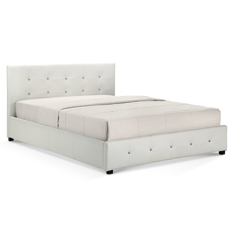 Janvey Upholstered Bed, White, Double (4'6)