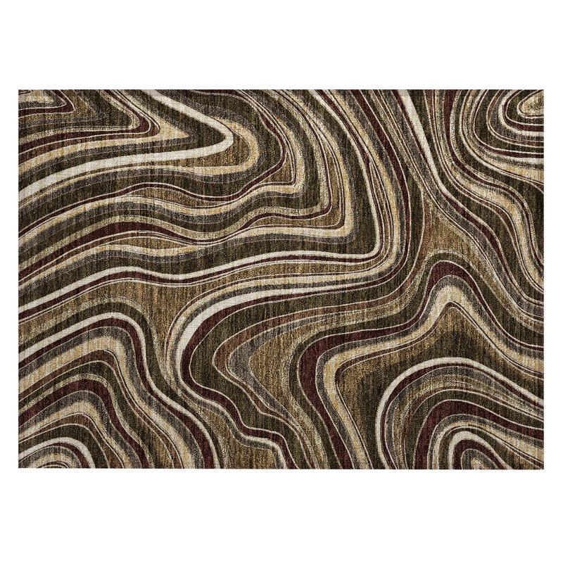 Tapis intérieur / extérieur en polyester tissé à la machine Lamanna, Rectangle 1 pi 8 po x 2 pi 6 po
