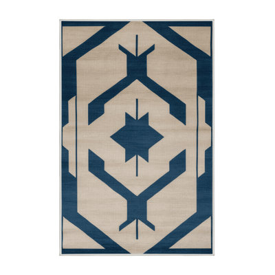 Machine Washable Art Deco Beige Area Rug