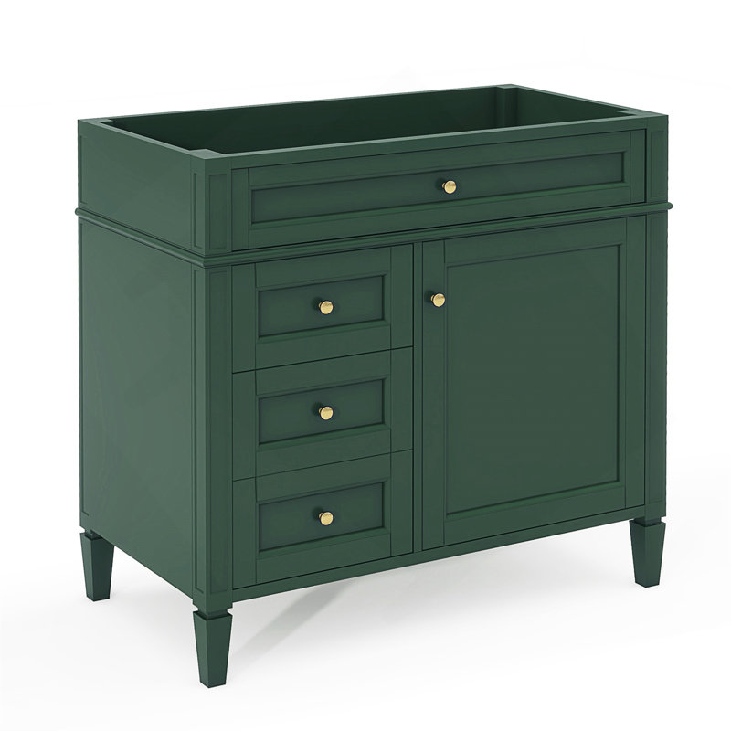 Meuble-lavabo de 36 po sans lavabo supérieur, armoire de rangement moderne avec 2 tiroirs et un tiroir basculant, structure en bois massif