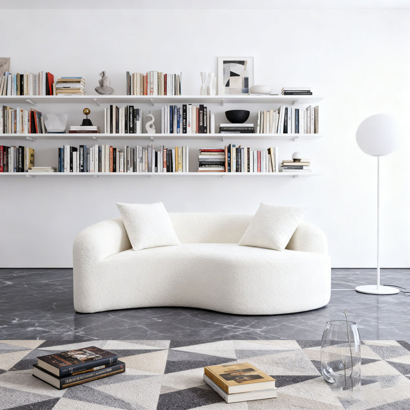 Canapé modulaire courbé en chenille, Blanc