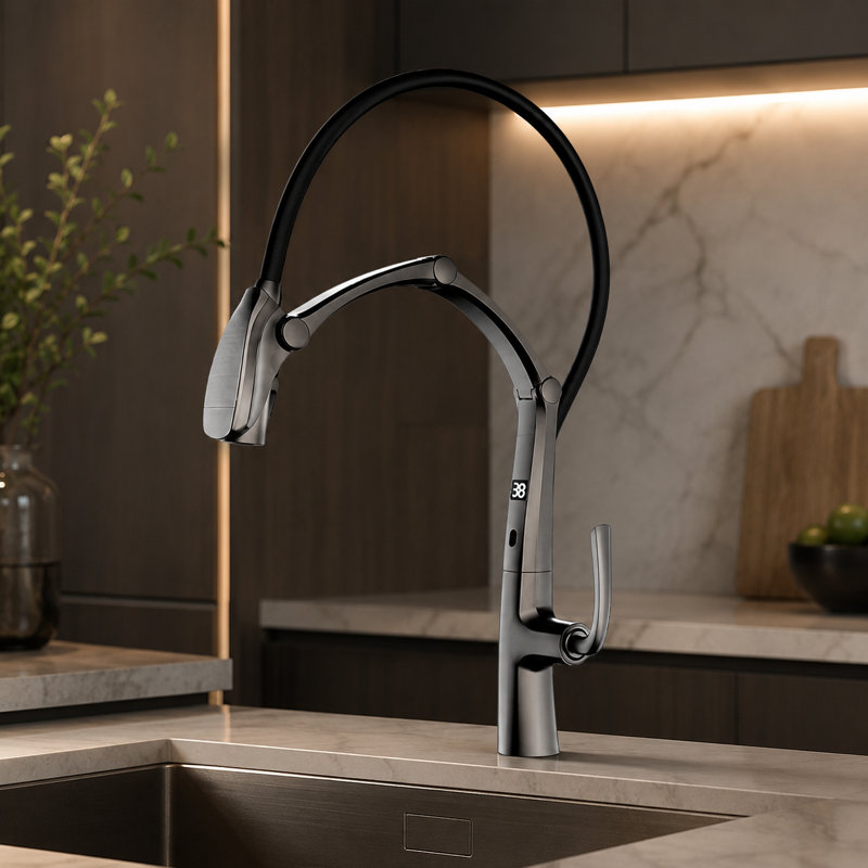 Smart Living&Technology Pull Down Kitchen Faucet Side Spray, Gray