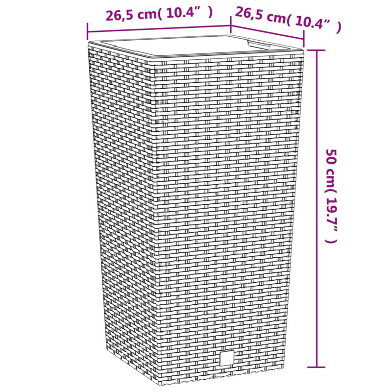 Mihrimah Pot Planter, Anthracite, 50cm H x 26.5cm W x 26.5cm D