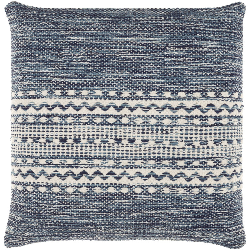 Julian Geometric Cotton Throw Pillow, Navy, Polyester/Polyfill, 20" x 20"