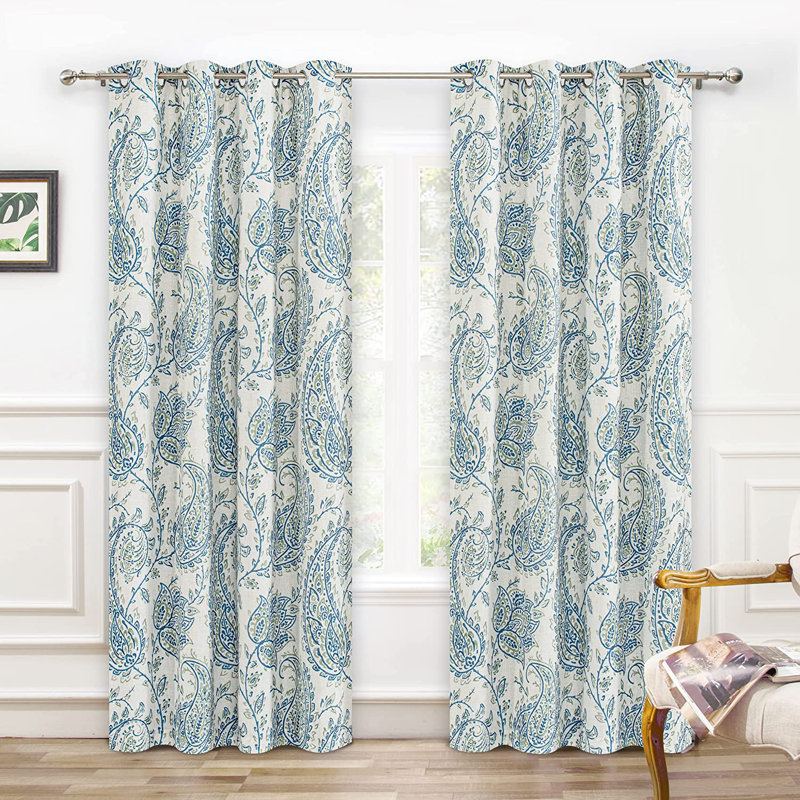 Kamsy Blackout Sliding Panel Pair, Blue/Green