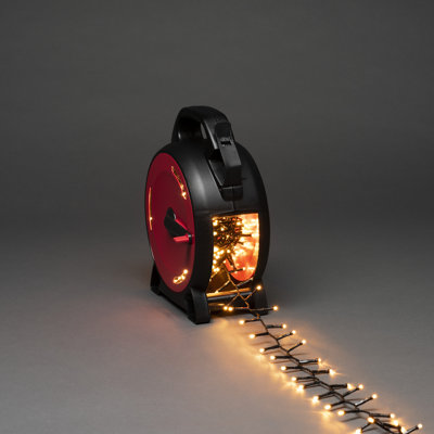 Konstsmide 800 Amber White LED Outdoor Compact Christmas Lights - Durable Cable Reel