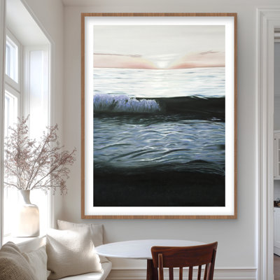 Coucher de soleil désaturé - Reproduction matte encadrée turquoise marine