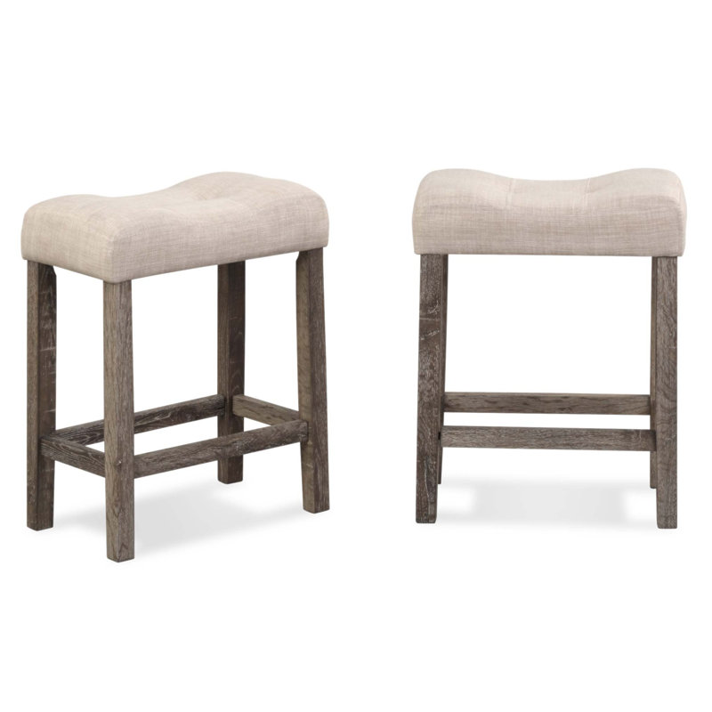 Ensemble de 2 tabourets capitonnés à hauteur de comptoir Sora, confortables et élégants pour la cuisine et le bar, Taupe