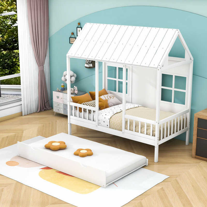 Kids Twin with Trundle, White