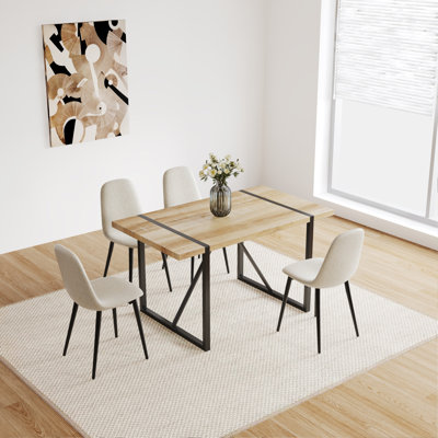 Ensemble de table de salle à manger en bois aggloméré de 55 po et de chaises de salle à manger modernes en bois aggloméré de 55 po, base et pieds en métal