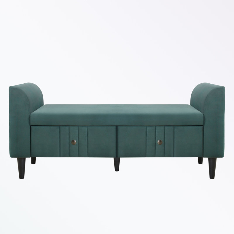 Edriana Velvet Upholstered Storage Bench, Green