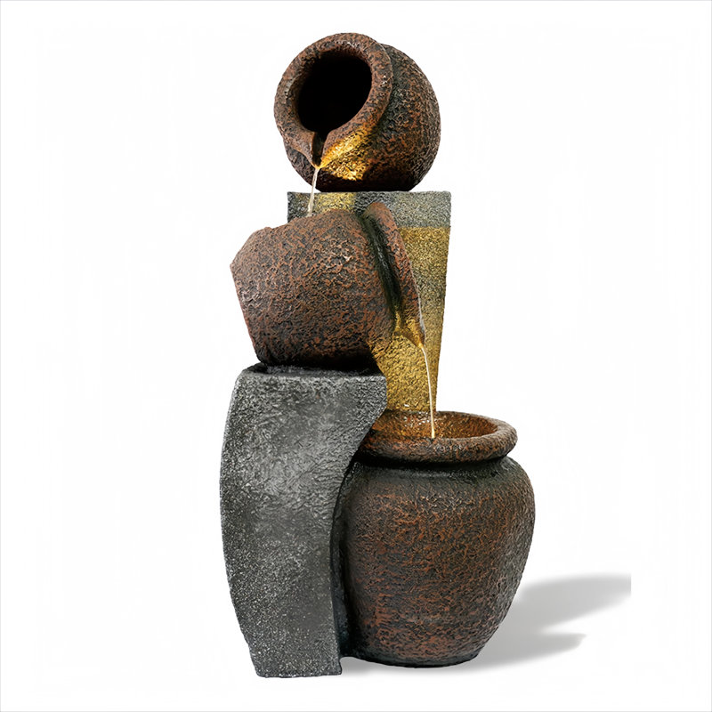 Weather Resistant Sculptural Fountain with Lights