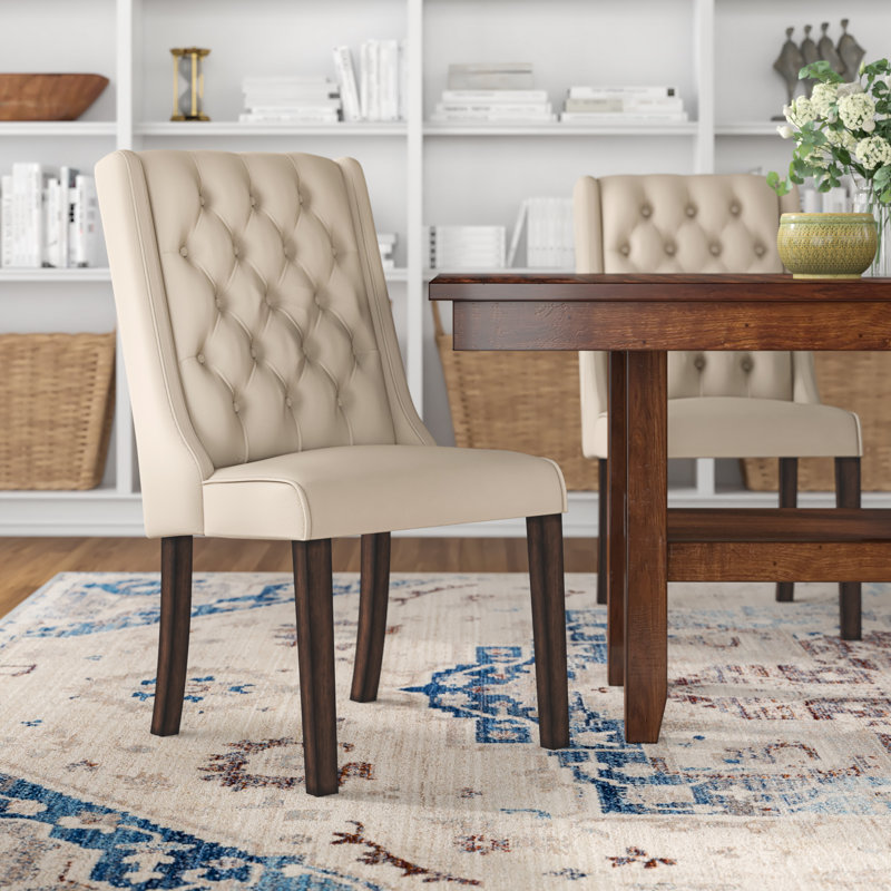 Chaise d'appoint rembourrée Dukinfield, Lin beige, Espresso