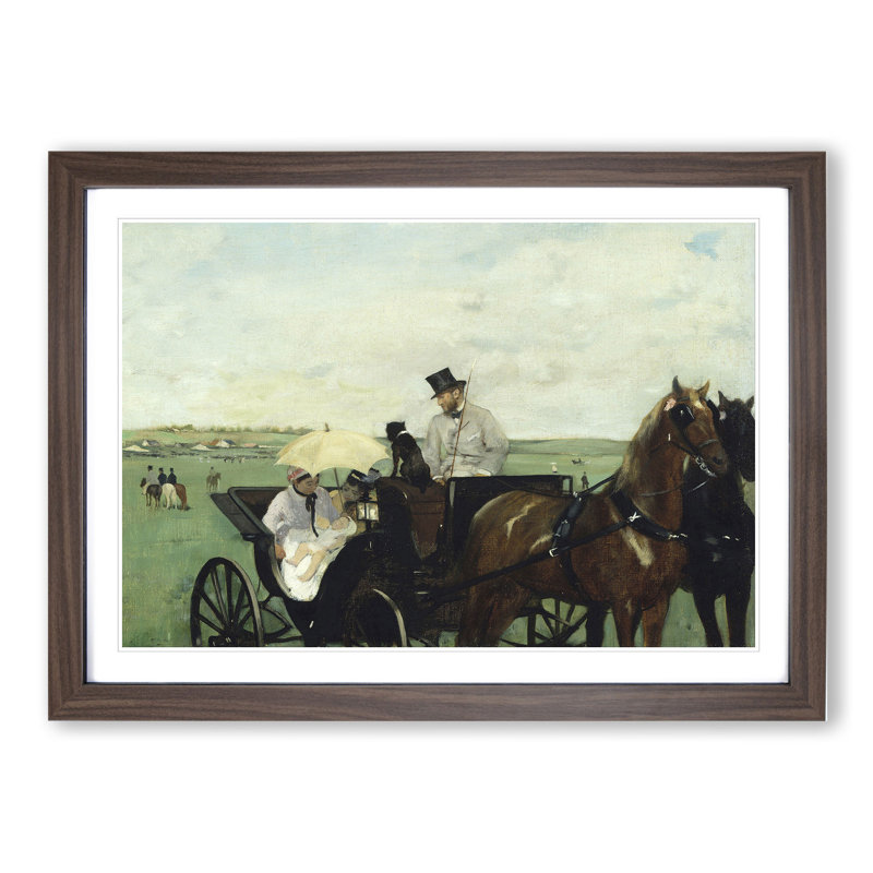 At the Races in the Countryside by Edgar Degas - Picture Frame Graphic Art, 27cm H x 36cm W x 2cm D, Walnut Framed