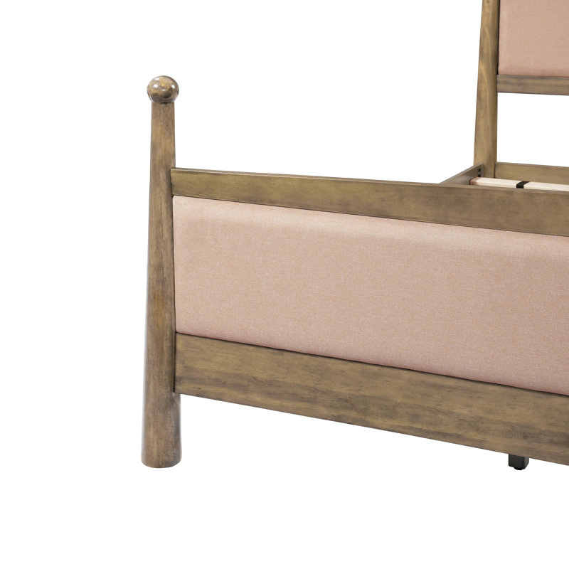 King Size Upholstered Platform Bed Frame With Wooden Slat Support, Pine Wood Frame & Fabric Headboard, King