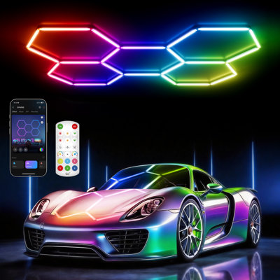 Panneaux modulaires intelligents en nid d'abeille RVB RVB à DEL, synchro musicale, application et télécommande, éclairage de couleur bricolage pour salle de jeux