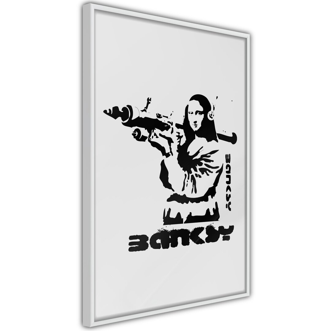 Gerahmtes Poster Banksy: Mona Lisa mit Bazooka