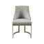 Chaise de salle à manger 2 pièces, structure en métal et revêtement gris, mousse haute, pieds Lucid 2 pattes dorées antiques, avec tissu haute densité