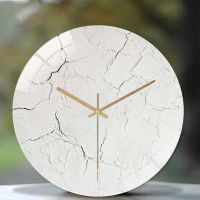 12" Round Tempered Glass Wall Clock with Silent Quartz Movement