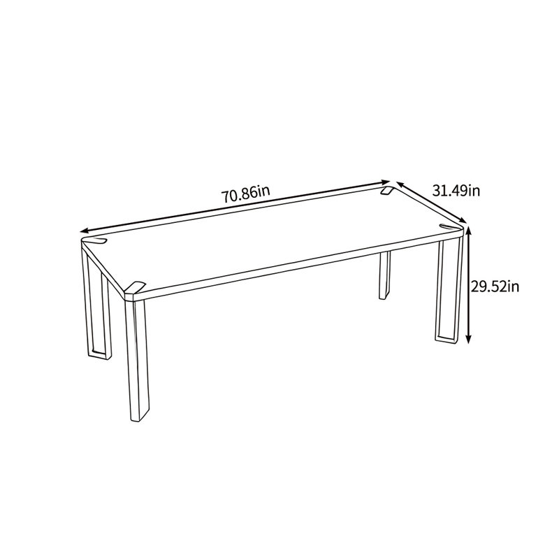Durable solid wood dining table, 29.52"H x 70.86"L x 31.49"W