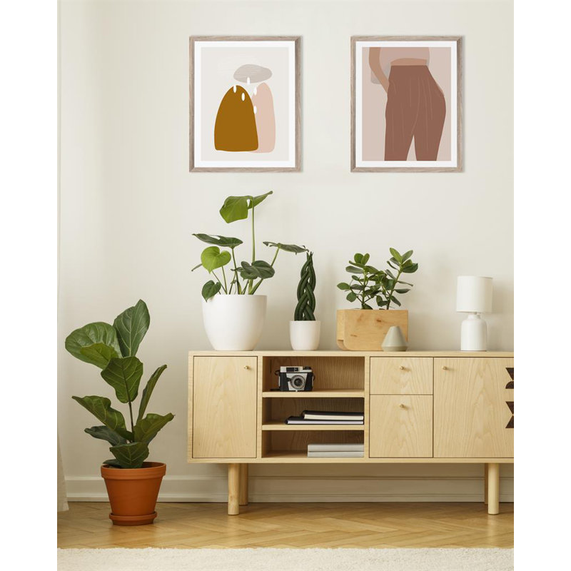 Spring Showers Abstract Scandi 1 Piece Single Picture Frame Wall Art, 136.652 cm H x 111.252 cm W, Bevelled Wood Effect