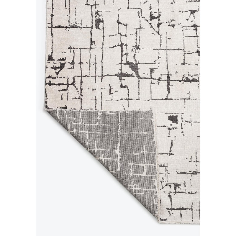 Tapis moderne à lignes abstraites délavées, Carré 9 pi 10 po