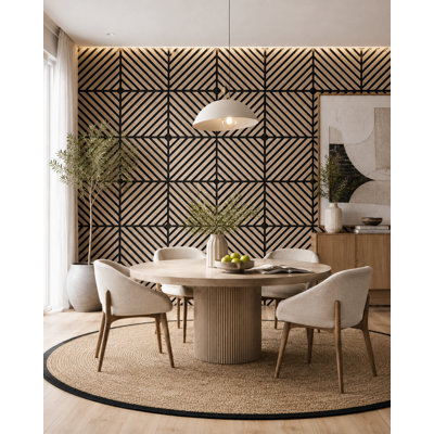 Peteli Home 23.6" X 23.6" Modern Geometric Mdf Decorative Wall Panel Set For Interior Accent Walls In Light Oak