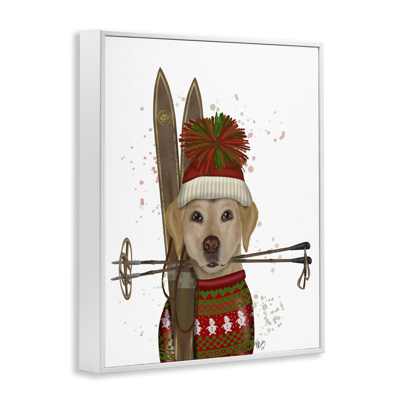 Labrador jaune, art giclée par Fab Funky, Estampe numérique encadrée blanc bord de mer, H 30 po x l 24 po