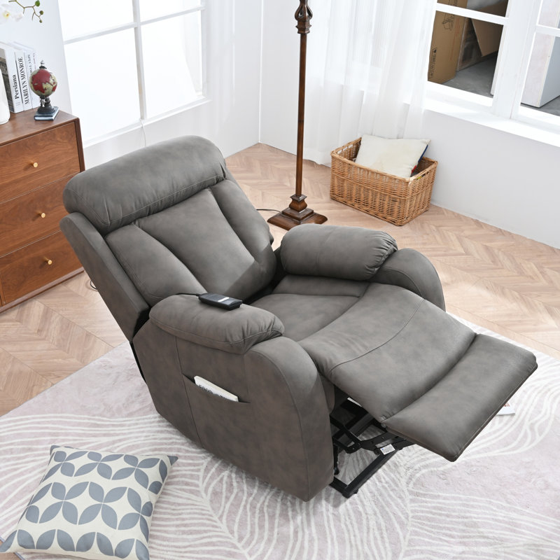 Fauteuil inclinable électrique, Velours gris foncé