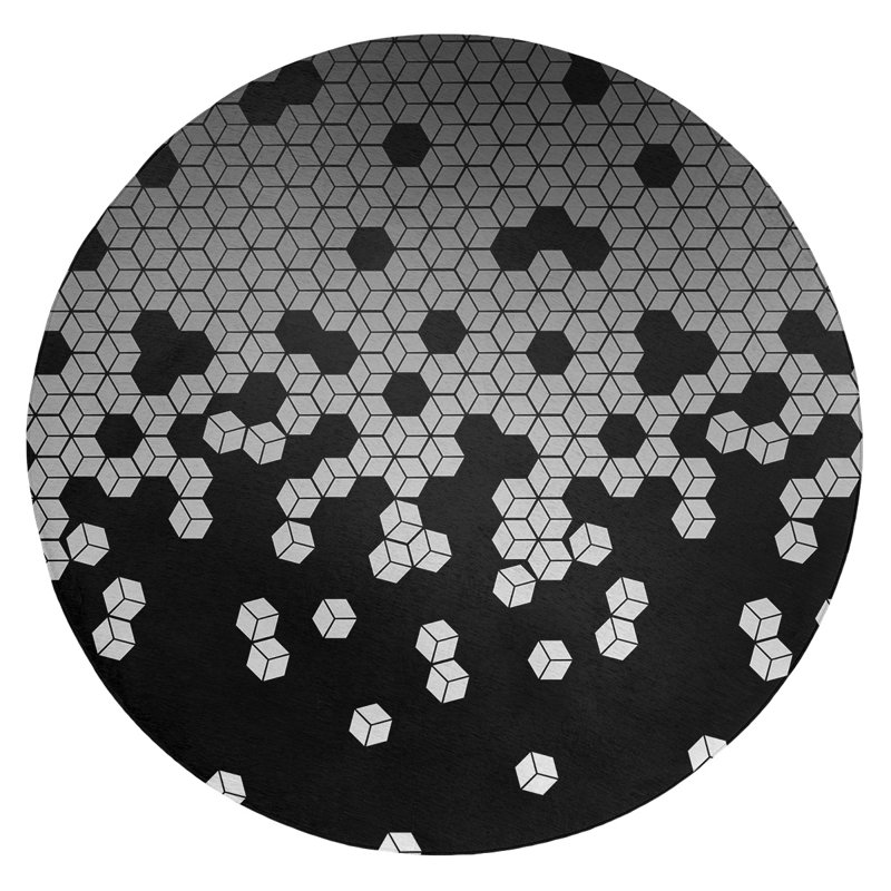 Chenille Geometric Indoor Rug, Round 5'