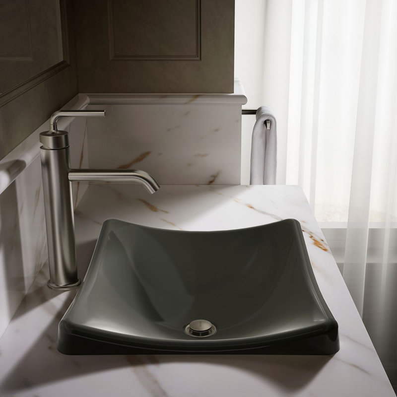 DemiLav Metal Specialty Vessel Bathroom Sink, Thunder Gray
