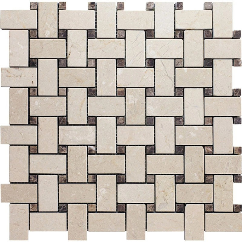 12" X 12" Basketweave Marble Mosaic Tile