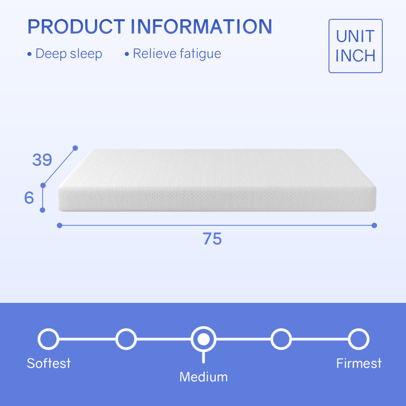 Alwyn Home Metompkin Medium Memory Foam Mattress, Twin, 6"