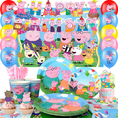 Peppa Pig Party Supplies Set,112 Pcs Peppa Pig Birthday Party Decorations