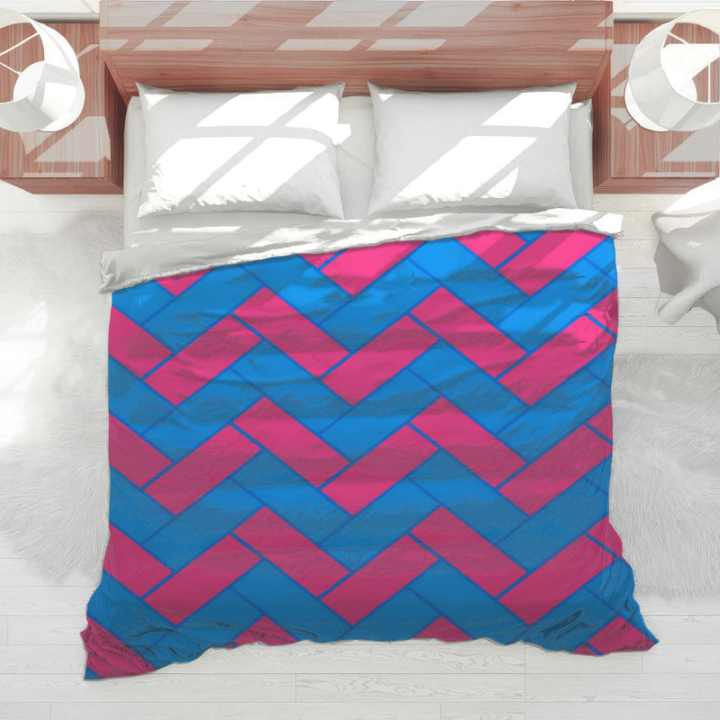 Blue Herringbone Comforter, King