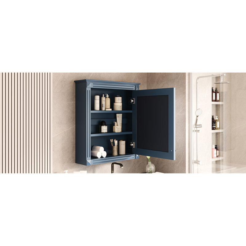 Armoire murale moderne pour salle de bain, miroir 24 po x 27 po, tablettes réglables, économiseur d'espace, armoire de rangement pour salle de bain