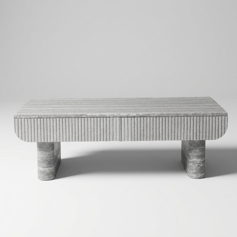Table basse Mid-Century moderne avec tiroir cannelé et plateau en bois