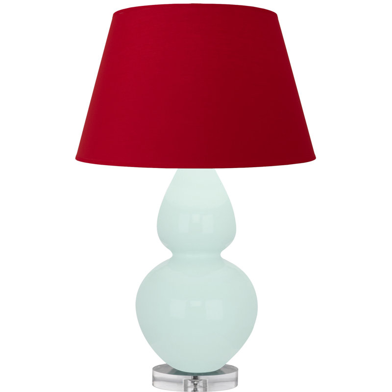 Double Gourd Table Lamp, Navy with Gray Lining, Sugar Plum Glazed/Silver